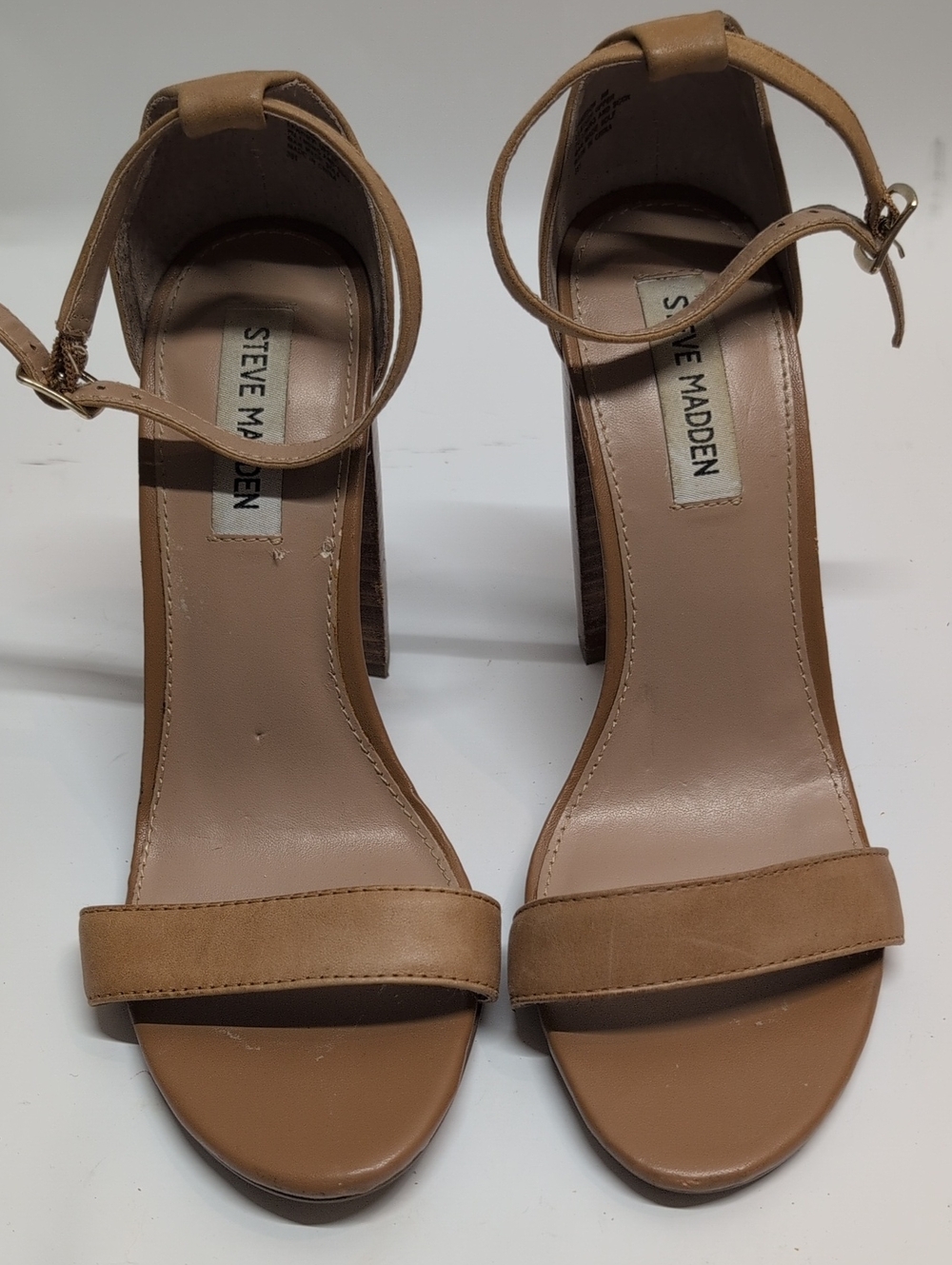 Steve Madden Tan Ankle-Strap Block Heels Size 9